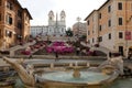 Bottom view of stairway of TrinitÃÂ  dei Monti and the fountain of Piazza di Spagna